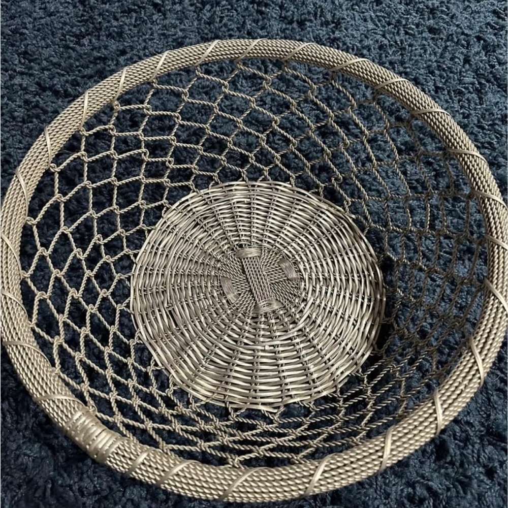Vintage wire woven chain-link aluminum baskets(two baskets)